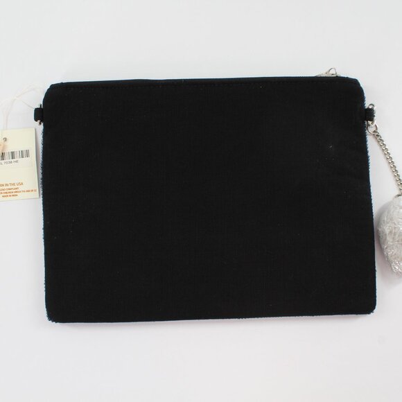 KAYLEE Black Flower Beaded Evening Zip Tp Clutch Crossbody Bag NWT Made in India - Picture 3 of 4